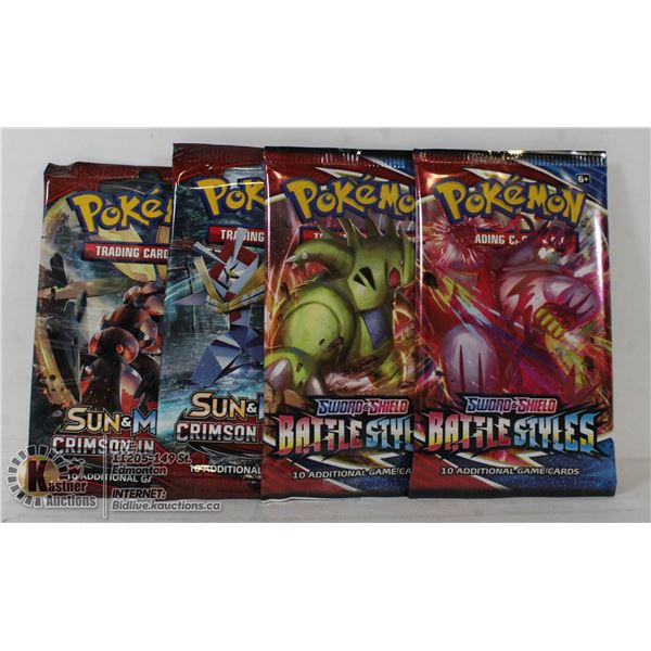 x4 POKEMON BOOSTER PACKS, NEW, SEALED