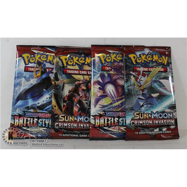 x4 POKEMON BOOSTER PACKS, NEW, SEALED