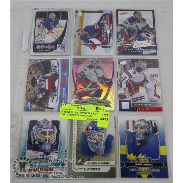 18 HENRIK LUNDQVIST HOCKEY CARDS INSERTS AND BASE