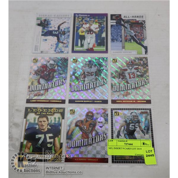NFL INSERT 9 CARD LOT 2019