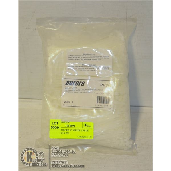 BAG OF AURORA 4" WHITE CABLE TIES APPROX 200
