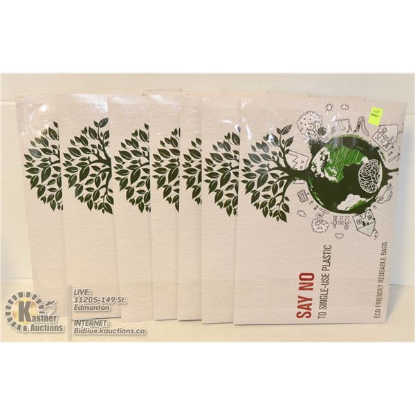 LOT OF 7 REUSEABLE BAGS.
