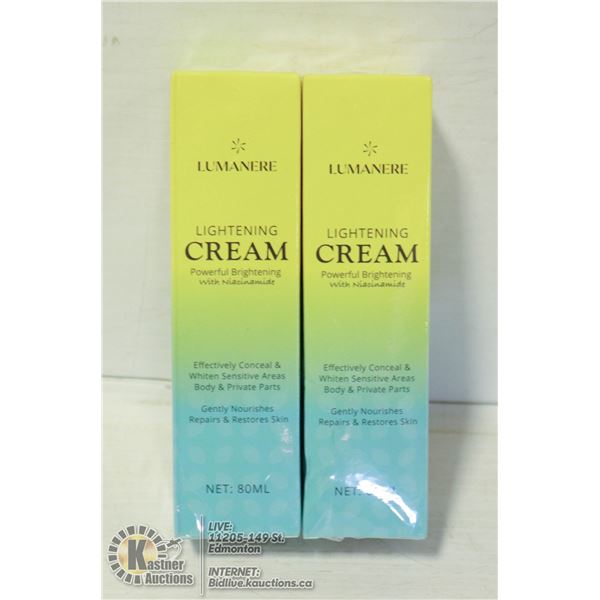 PAIR OF LUMANERE LIGHTENING CREAM. 80ML