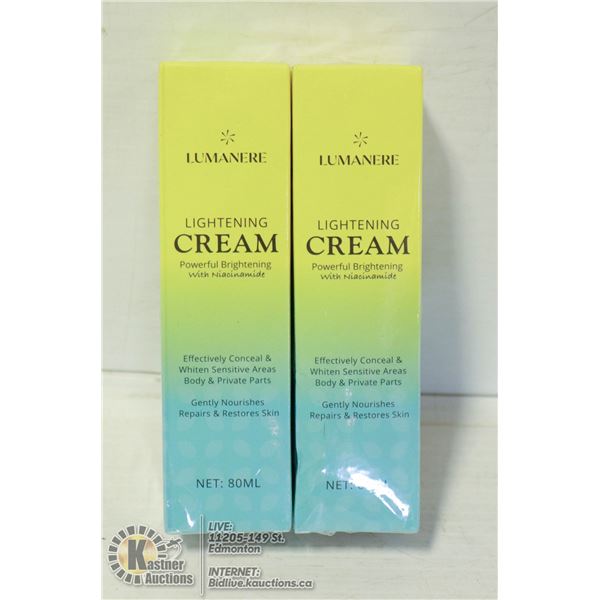PAIR OF LUMANERE LIGHTENING CREAM. 80ML
