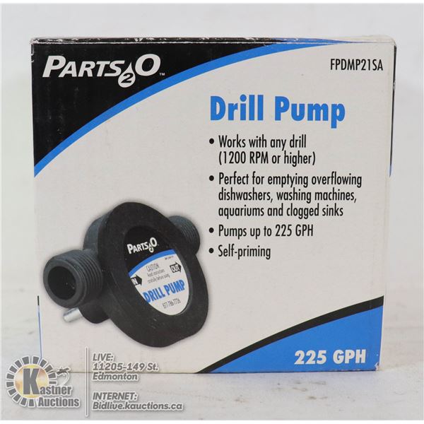 NEW DRILL PUMP - ATTACHES TO ANY DRILL 225 GPH