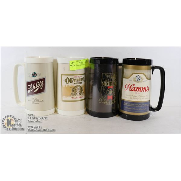 4 VINTAGE BEER MUGS 8 OZ