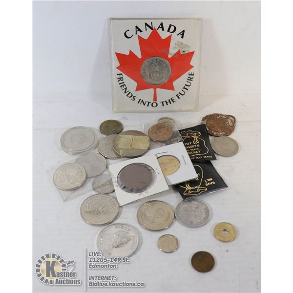 ASSORTED VINTAGE COINS AND TOKEN LOT