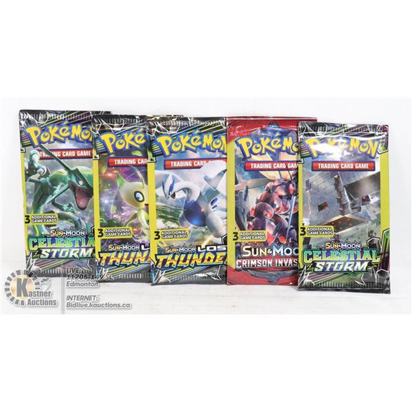 5 SEALED POKEMON BOOSTER PACKS