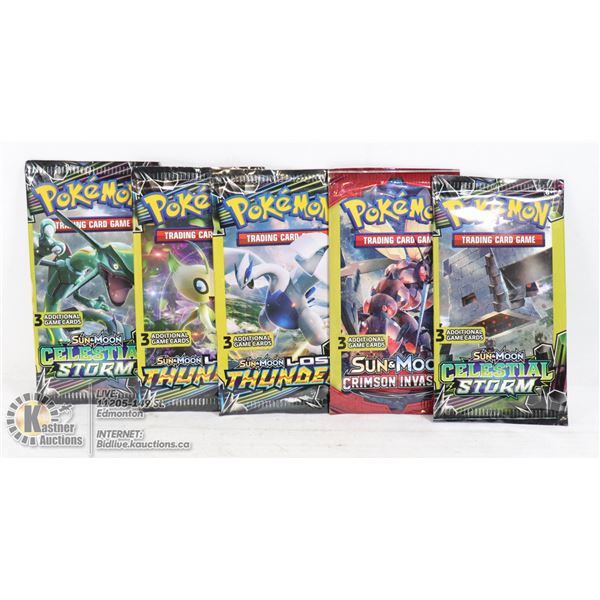5 SEALED POKEMON BOOSTER PACKS