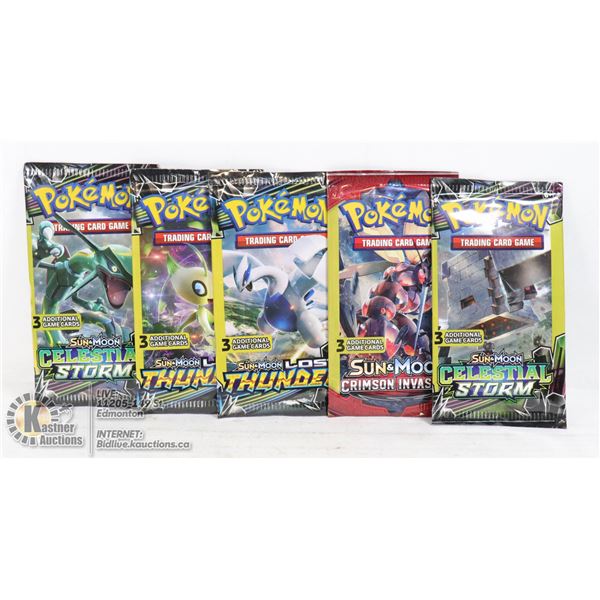 5 SEALED POKEMON BOOSTER PACKS