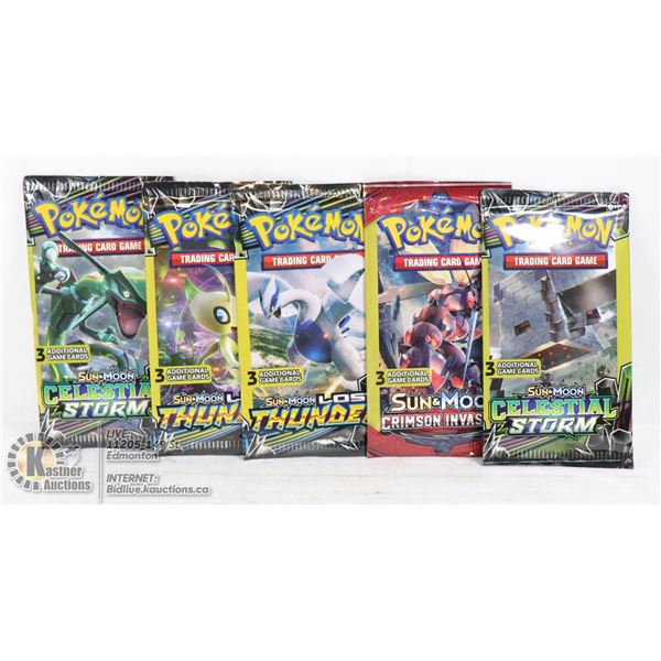 5 SEALED POKEMON BOOSTER PACKS