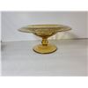 Image 2 : 4) VINTAGE AMBER GLASS PEDESTAL CANDY DISH