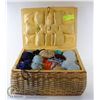 Image 1 : VINTAGE SEWING BASKET FULL OF WOOL,YARN