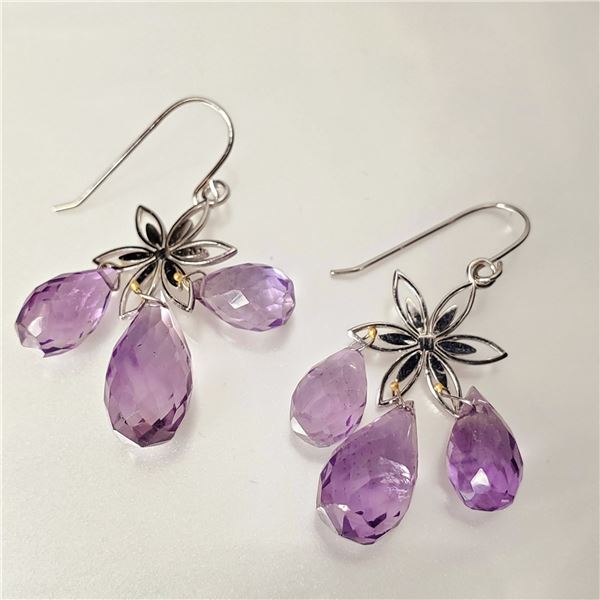 TN188-10 14K  NATURAL AMETHYST EARRINGS