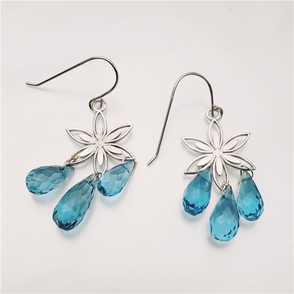 TN188-49 14K  BRIOLETTE BLUE TOPAZ EARRINGS