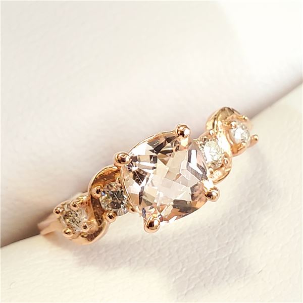 TN188-41 10K  MORGANITE 4 DIAMONDS RING
