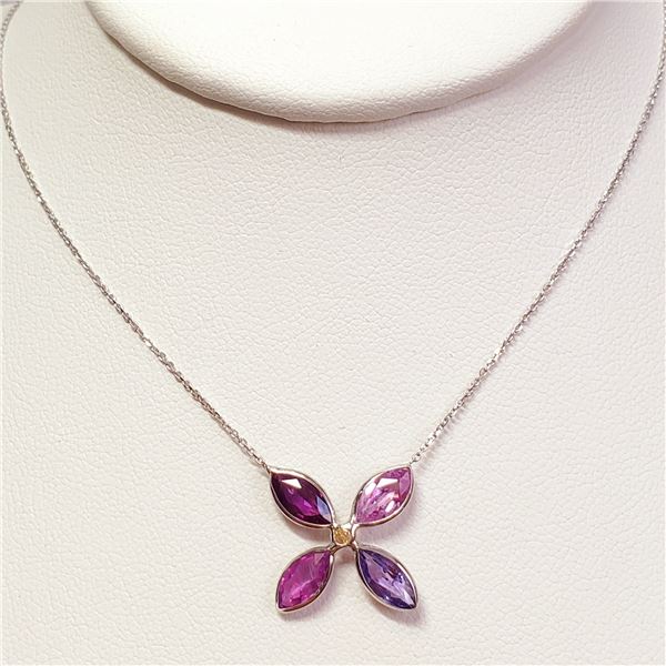 TN188-3 14K  SAPPHIRE DIAMOND NECKLACE