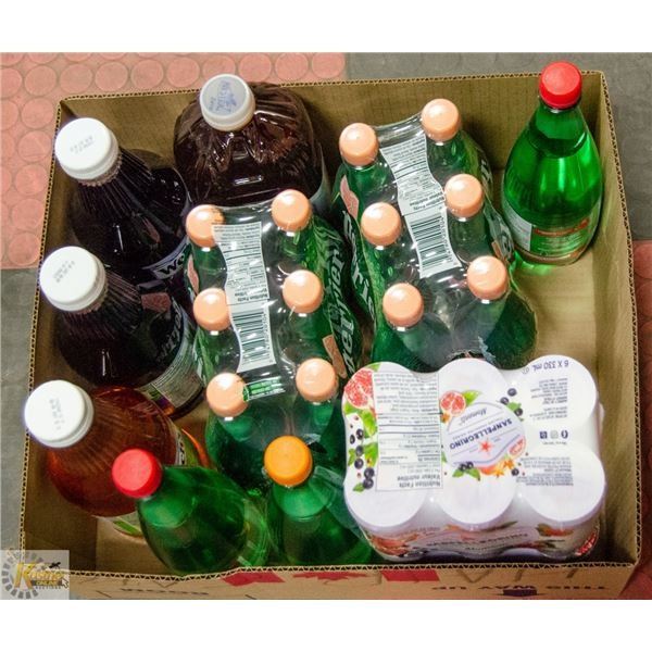 FLAT OF PERRIER AND JUICE LOT