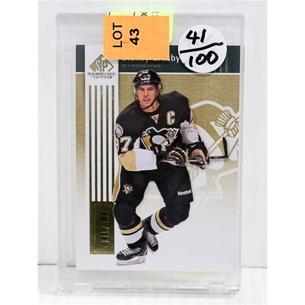 # 41/100 CROSBY 2011 NUMBERED SP GAME USED # 76