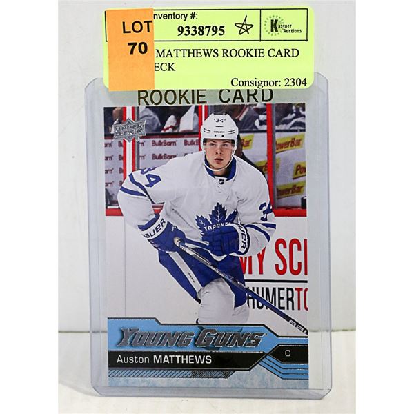 AUSTON MATTHEWS ROOKIE CARD UPPER DECK