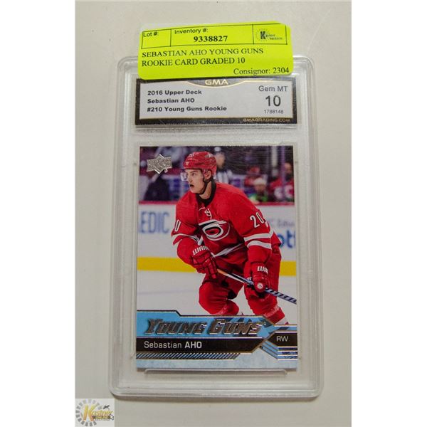 SEBASTIAN AHO YOUNG GUNS ROOKIE CARD GRADED 10