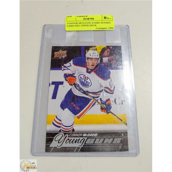 CONNOR MCDAVID JUMBO ROOKIE CARD #201 UPPER DECK