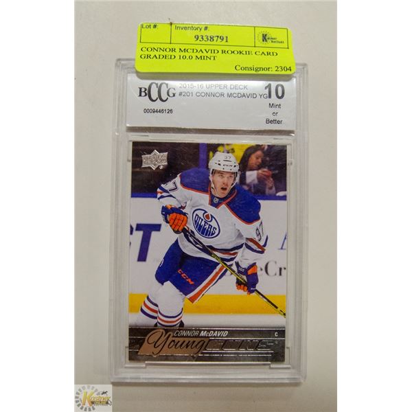 CONNOR MCDAVID ROOKIE CARD GRADED 10.0 MINT