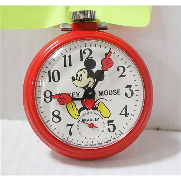 VINTAGE BRADLEY MICKEY MOUSE POCKET WATCH WORKING