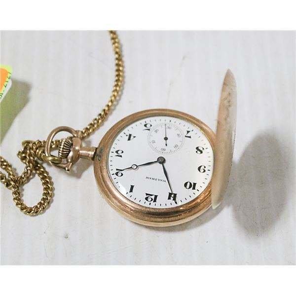 VINTAGE WALTHAM HUNTER CASE GOLD PLATE POCKET