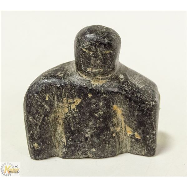 PRIMITIVE INUIT SOAPSTONE CARVING SIGNED