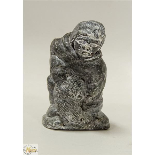 INUIT SOAPSTONE CARVING SIGNED NOAH ALOOKIE