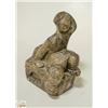 Image 1 : INUIT SOAPSTONE CARVING OF SEATED FIGURE SIGNED
