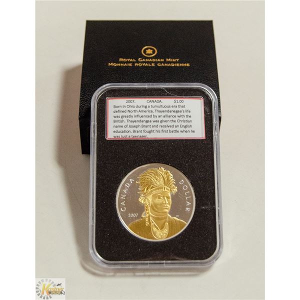 2007 SILVER DOLLAR W/ GOLD THAYENDANGEA