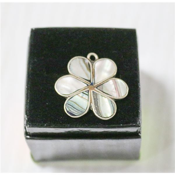 VINTAGE MOTHER OF PEARL STERLING SILVER FLOWER