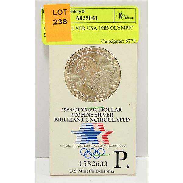 90% FINE SILVER USA 1983 OLYMPIC DOLLAR