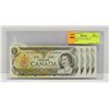 Image 1 : 5 X CONSECUTIVE $1 BILLS CANADIAN
