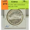 Image 1 : BRILLIANT UNC 1965 CANADIAN SILVER DOLLAR COIN