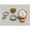 Image 1 : LOT OF JEWELLERY-ROSE GOLD TONE WATCH CRYSTAL