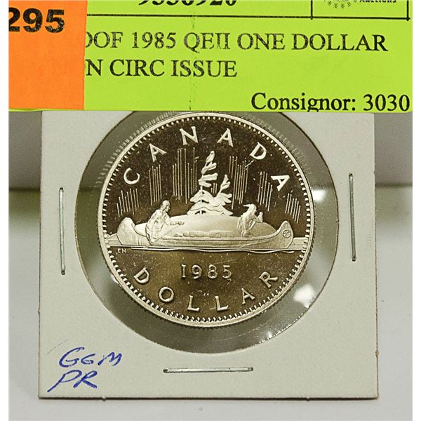 GEM PROOF 1985 QEII ONE DOLLAR COIN NON CIRC ISSUE