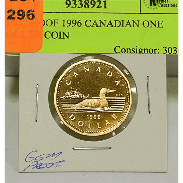 GEM PROOF 1996 CANADIAN ONE DOLLAR COIN