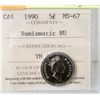 Image 1 : 1990 CANADIAN 5 CENT COIN CERT ICCS MS-67