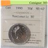 Image 1 : 1990 CANADIAN 50 CENT COIN CERT ICCS MS-67