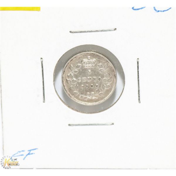 1900 CANADIAN QUEEN VICTORIA SILVER 5 CENT COIN