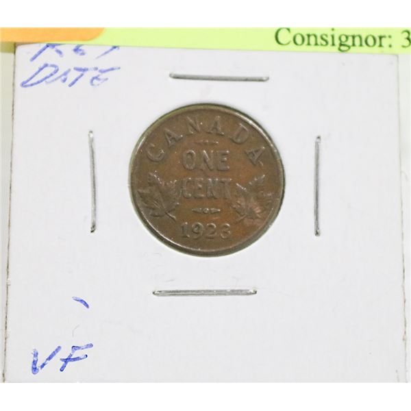 KEY DATE 1923 CANADIAN GV 1 CENT COIN