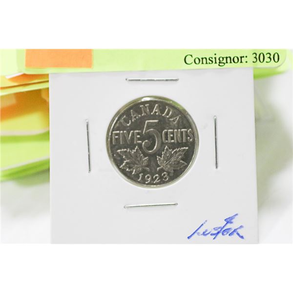 BETTER DATE 1923 CANADIAN GV 5 CENT COIN