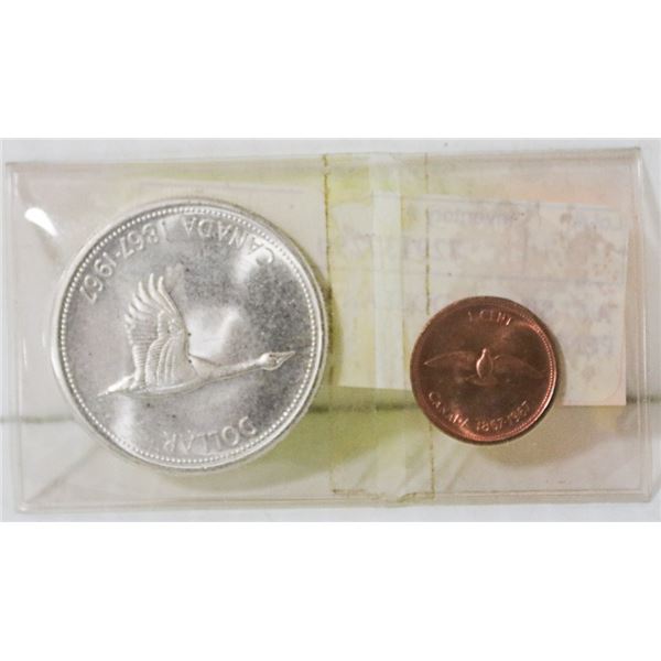 1967 SILVER DOLLAR AND 1967 PENNY SET