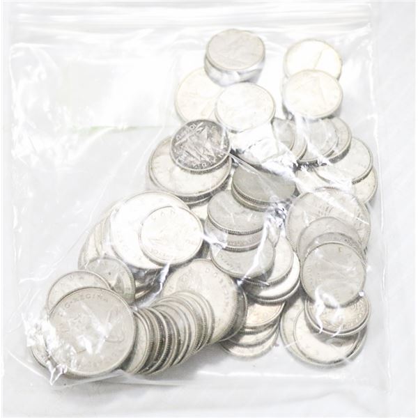 BAG OF ASSORTED SILVER CANADIAN COINS