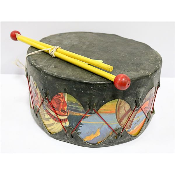 TOY NATIVE DRUM WITH 2 STICKS