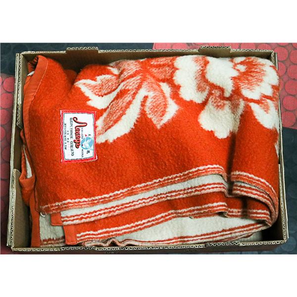 VINTAGE MID-CENTURY 100% WOOL BLANKET -