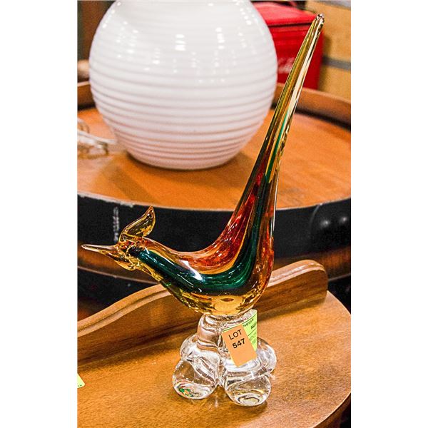 VINTAGE MID CENTURY MURANO GLASS BIRD PHEASANT
